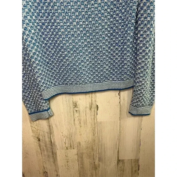 Leggiadro Women's Blue Herringbone Cardigan Sweater Size L - Picture 11 of 11